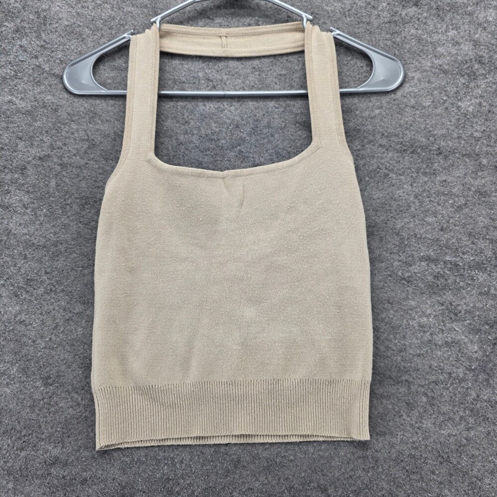 Abercrombie Fitch Shirt Womens Small Beige Knit Halter Sleeveless
